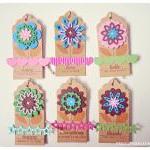 6 Felt flowers tags 