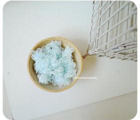 Organza Light Blue color flower with pearl centered / pack 