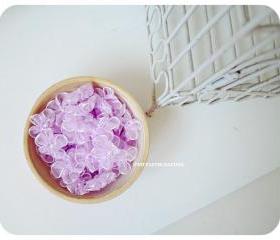 Organza Light purple flower with pearl centered / pack 