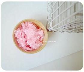 Organza Pink flower with pearl centered / pack 