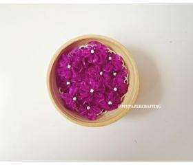Organza Plum flower with pearl centered / pack 