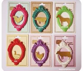 Resin Frame Oval Cameo With Animals 