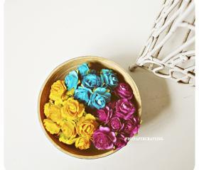 Millinery flowers heartshape Buds paper flower mixed color / pack 