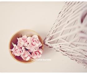Curly Roses Mulberry paper flower / pack 
