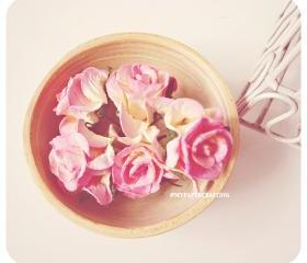 Curly Roses Mulberry paper flower / pack 