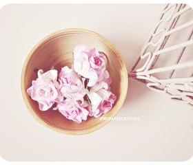 Curly Roses Mulberry paper flower / pack 