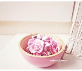 Curly Roses Mulberry paper flower / pack 
