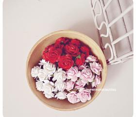 30 Mulberry mixed pink paper Rose Buds flower/ pack 
