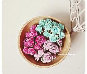 30 Mulberry mixed pink paper Rose Buds flower/ pack 