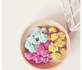 30 Mulberry mixed pink paper Rose Buds flower/ pack 