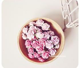 30 Mulberry mixed pink paper Rose Buds flower/ pack 