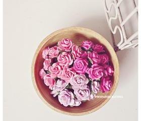 30 Mulberry mixed pink paper Rose Buds flower/ pack 