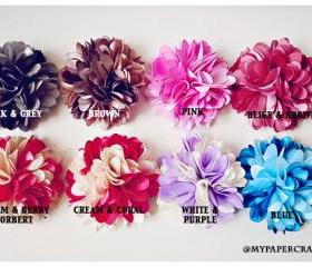 2 Mixed Color Satin Fluffy flowers 