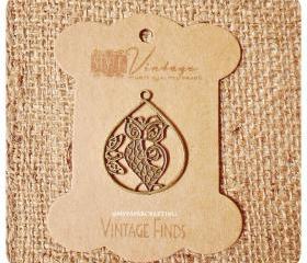 Antique Owl Brass Charm Metal 