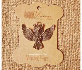Antique Owl Brass Charm Metal 