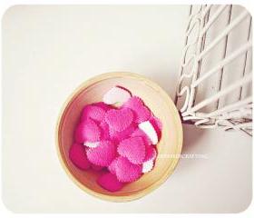 Bright Pink Heart shape velvet felt / pack 