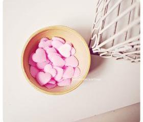 Light Pink Heart shape velvet felt / pack 