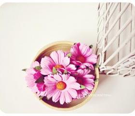 Daisy Pink Mulberry paper flower / pack 