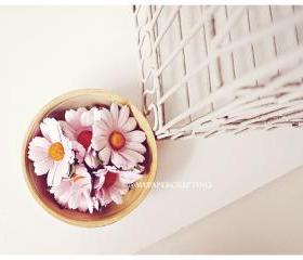 Daisy Pink Mulberry paper flower / pack 