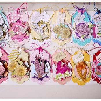 Year of Flower Tags for Scrap booking / card making/ gift etc  