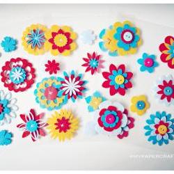 Flower felt embellishment set 