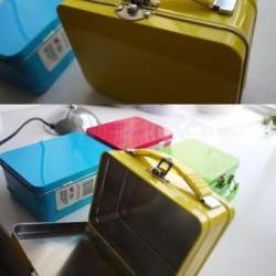Mini Suitcase tin can with handle  