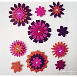 Flower felt embellishment set 