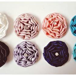 Satin rolled flowers