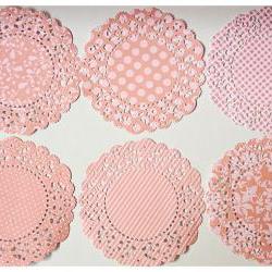 6 Parisian Lace Doily Dark Melon Berry / pack 
