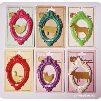 Resin Frame Oval Cameo With Animals 